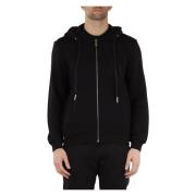 Hoodie met rits in geborsteld katoen Richmond , Black , Heren