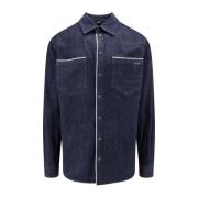 Denim Shirt met Logo Dolce & Gabbana , Blue , Heren