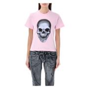 Skull Print Slim-Fit T-Shirt Ottolinger , Pink , Dames