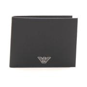 Portemonnee met Metalen Logo en Saffiano Leer Emporio Armani , Black ,...