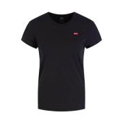 Zwart Casual T-shirt met Logo Patch Levi's , Black , Dames