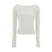 Witte Gebreide Top LOW Classic , White , Dames