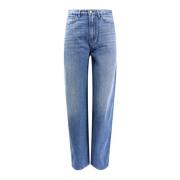 Hoge Taille Wijde Pijp Katoenen Jeans 3X1 , Blue , Dames
