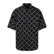 Mini Allover Logo Shirt Balenciaga , Black , Heren