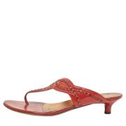 Pre-owned Leather sandals Salvatore Ferragamo Pre-owned , Red , Dames