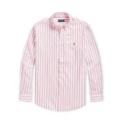 Custom Fit Gestreept Oxford Overhemd Ralph Lauren , Pink , Heren