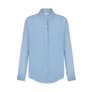 Blauwe Crêpe Shirt met Vloeibare en Lichtgewicht Textuur Boglioli , Bl...