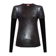 ‘T-Miwa’ T-shirt met logo Diesel , Black , Dames