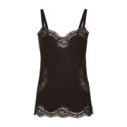 T-shirt met kanten details Dolce & Gabbana , Black , Dames