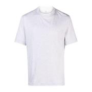Contrast Detail Katoenen T-shirt Brunello Cucinelli , White , Heren
