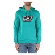 Katoenen hoodie met logo print Emporio Armani EA7 , Green , Heren