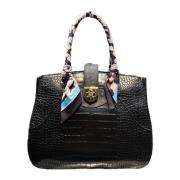 Coco Print Handtas met Heritage PVC en Sjaal Pollini , Black , Dames