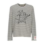 Gestreept Multicolor T-shirt met Logodetail Golden Goose , White , Her...