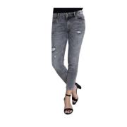 Slim-fit Grijze Jeans met Vintage Details Zhrill , Gray , Dames