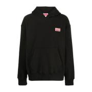 Zwarte Logo-Print Hoodie Kenzo , Black , Heren