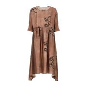 Bruine jurk met contrasterend patroon UMA Wang , Brown , Dames