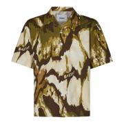 Beige Camouflage Korte Mouw Bowling Shirt Bonsai , Beige , Heren