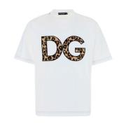 Wit Katoenen T-Shirt met Ronde Hals Dolce & Gabbana , White , Heren