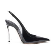 Glanzende Slingback met Blade Hak Casadei , Black , Dames