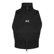 Zwarte Cropped Vest Interlock Tracksuit Courrèges , Black , Dames