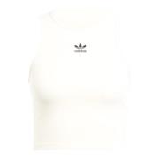 Trendy Beige Geribbelde Dames Tanktop Adidas Originals , White , Dames