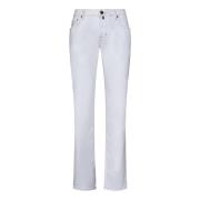 Slim-Fit Witte Denim Jeans met Contrasterende Stiksels Jacob Cohën , W...