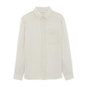 Witte Zijden Overhemden met Cassandre Borduursel Saint Laurent , White...