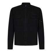 Zwarte katoenen overhemd met lange mouwen en Lens-detail C.p. Company ...