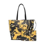 Omkeerbare Barok Print Schoudertas Versace Jeans Couture , Black , Dam...