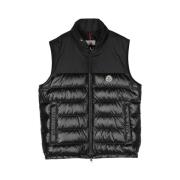 Zwart donsveren gilet met logo patch Moncler , Black , Heren