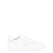 Witte Leren Sneaker met Zilveren Logo Philippe Model , White , Dames