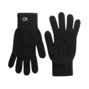 Zwarte handschoenen met metalen logo Calvin Klein , Black , Dames