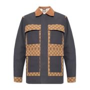 Grijze Katoenen Jas met Logo Patroon Gucci , Gray , Heren