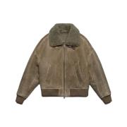 Wijdvallende Shearling Bomberjack Ami Paris , Beige , Heren