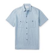 Denim Overhemd met Korte Mouwen Saint Laurent , Blue , Heren
