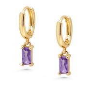 Women's Huggie Earrings with Purple Charm Nialaya , Yellow , Dames