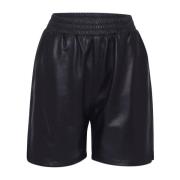 Zwarte leren instapshorts Oakwood , Black , Dames