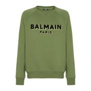 Paris flocked sweatshirt Balmain , Green , Heren