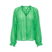 Stijlvolle Dobby Life Button Top Only , Green , Dames