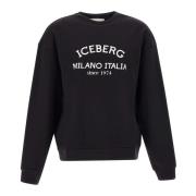 Zwarte Katoenen Sweatshirt voor Heren Iceberg , Black , Heren