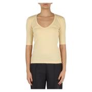 Geribbelde katoenen T-shirt Fabiana Filippi , Yellow , Dames