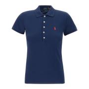 Dames Navy Blue Polo Shirt met Iconisch Logo Ralph Lauren , Blue , Dam...