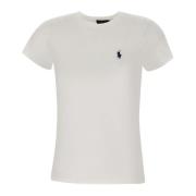 Dames Katoenen T-Shirt met Iconisch Logo Ralph Lauren , White , Dames