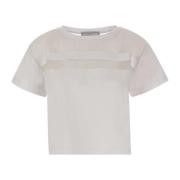 Witte Katoenen Jersey T-shirt met Zijden Organza Details Iceberg , Whi...