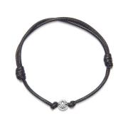 Black String Bracelet with Silver Nialaya , Black , Heren
