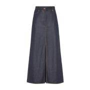 Italiaanse Denim Rok Brunello Cucinelli , Blue , Dames