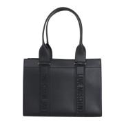 Zwarte handtas met tonale gestikte logo Love Moschino , Black , Dames