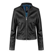 Slim Fit Natt Leren Jas BomBoogie , Black , Dames