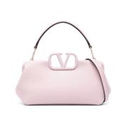 Maxi VLogo Signature Leren Tote Tas Valentino , Pink , Dames