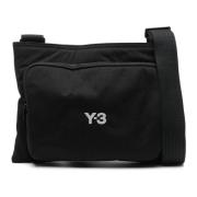 Zwarte Sacoche Tas met Logo Print Y-3 , Black , Dames